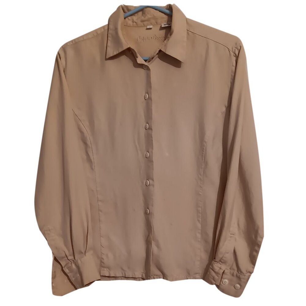 Cypress Grove Silk Beige Blouse Size Medium